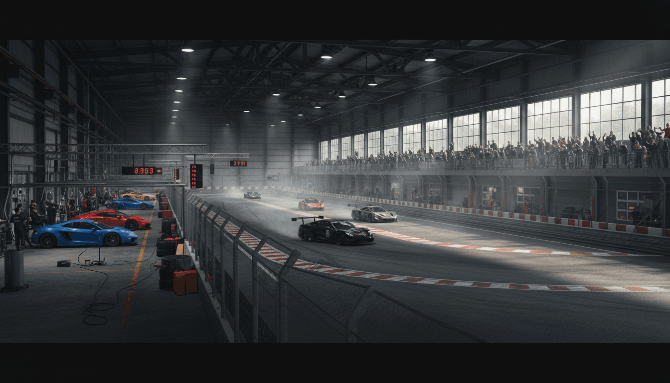 Auto sportive parcheggiate in pit lane durante un track day