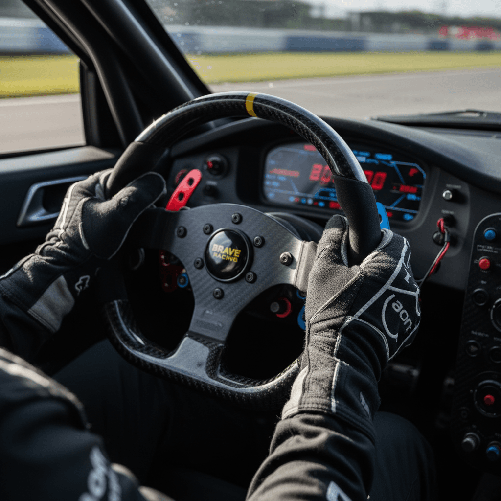 Pilota nella pista di gara